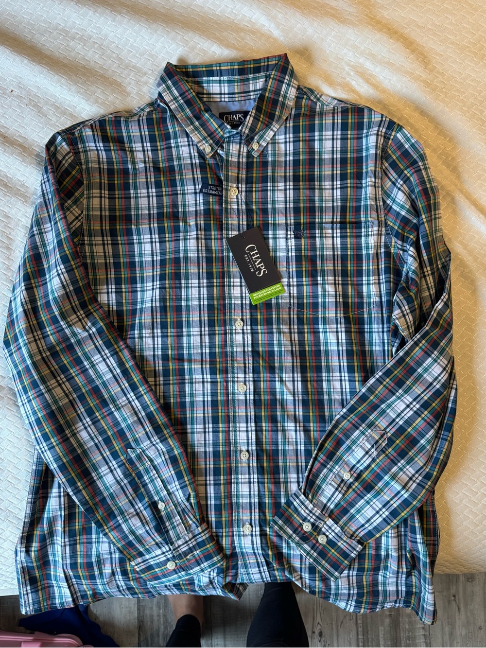 Chaps Men's Blue Plaid Button-Down Shirt